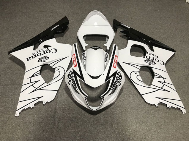 04-05 Estilo Corona En Blanco & Negro Brillante Suzuki GSXR 600-750 Carenados Moto