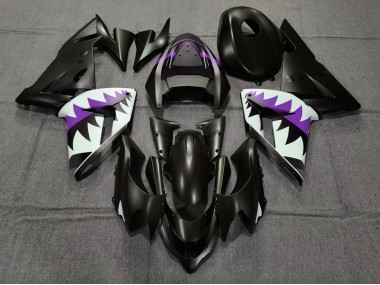 04-05 Tiburón Negro Mate & Morado Kawasaki ZX10R Carenados Moto