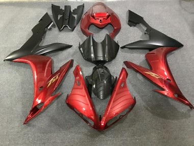 04-06 Rojo Granate & Estilo Fibra De Carbono Yamaha R1 Carenados Moto