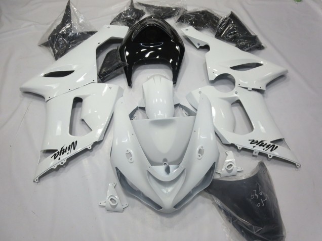 05-06 Blanco Brillante Con Cola Negra Kawasaki ZX6R Carenados Moto