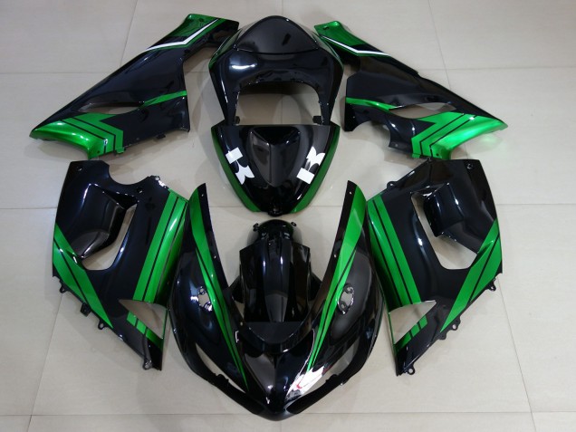 05-06 Negro Brillante & Verde Eléctrico Kawasaki ZX6R Carenados Moto