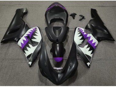 05-06 Tiburón Negro Mate & Morado Kawasaki ZX6R Carenados Moto