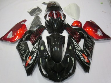 06-11 Negro Llama Rojo Kawasaki ZX14R Carenados Moto