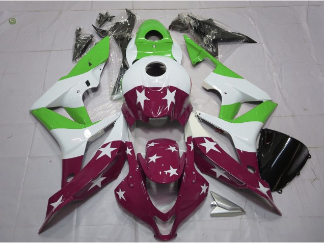 07-08 Barras & Estrellas Verdes & Granates Honda CBR600RR Carenados Moto