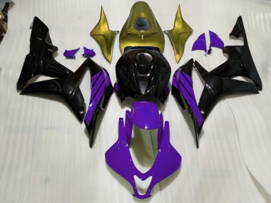 07-08 Detalles En Negro Brillante Morado & Dorado Honda CBR600RR Carenados Moto