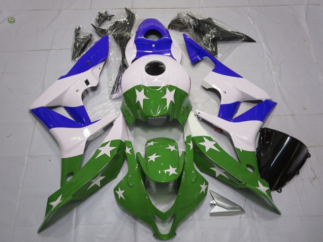 07-08 Estrellas & Rayas Verdes & Azules Honda CBR600RR Carenados Moto