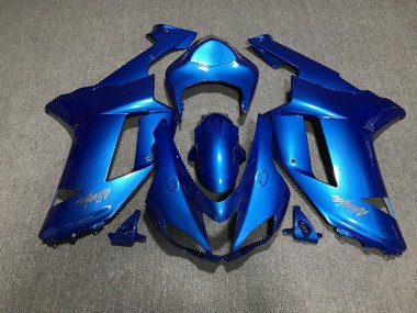 07-08 Logotipos En Azul Brillante & Cromados Kawasaki ZX6R Carenados Moto