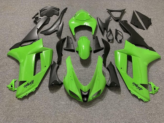 07-08 Verde Brillante & Negro Mate Kawasaki ZX6R Carenados Moto