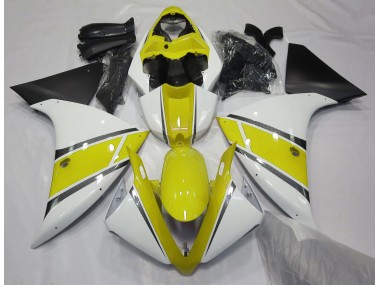 09-11 Blanco Brillante & Amarillo Yamaha R1 Carenados Moto