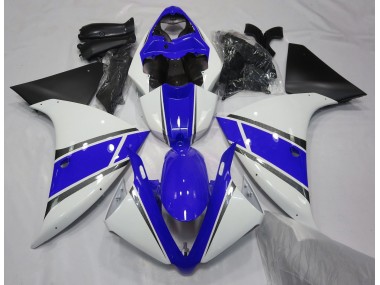 09-11 Blanco Brillante & Azul Yamaha R1 Carenados Moto