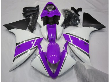 09-11 Blanco Brillante & Morado Yamaha R1 Carenados Moto