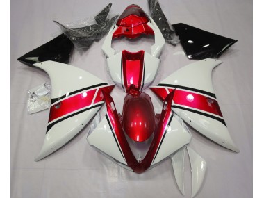 09-11 Blanco Brillante & Rojo Metalizado Yamaha R1 Carenados Moto