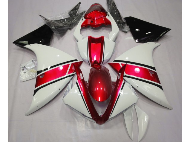 09-11 Blanco Brillante & Rojo Metalizado Yamaha R1 Carenados Moto