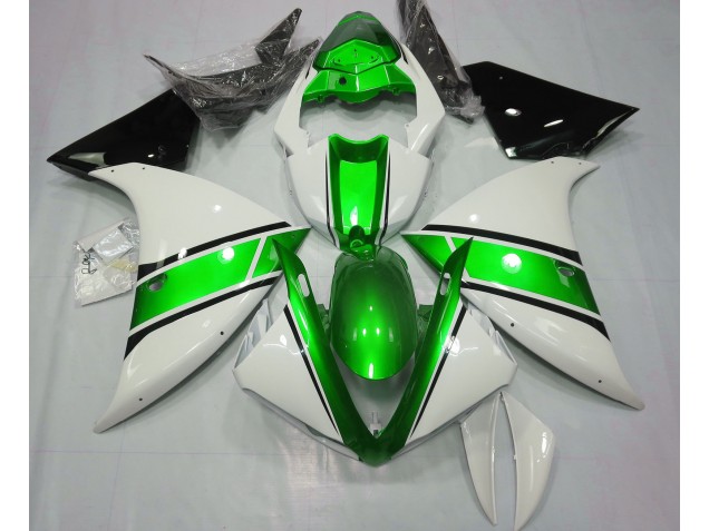 09-11 Blanco Brillante & Verde Metalizado Yamaha R1 Carenados Moto