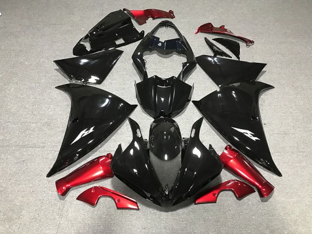 09-11 Negro Brillante & Rojo Yamaha R1 Carenados Moto