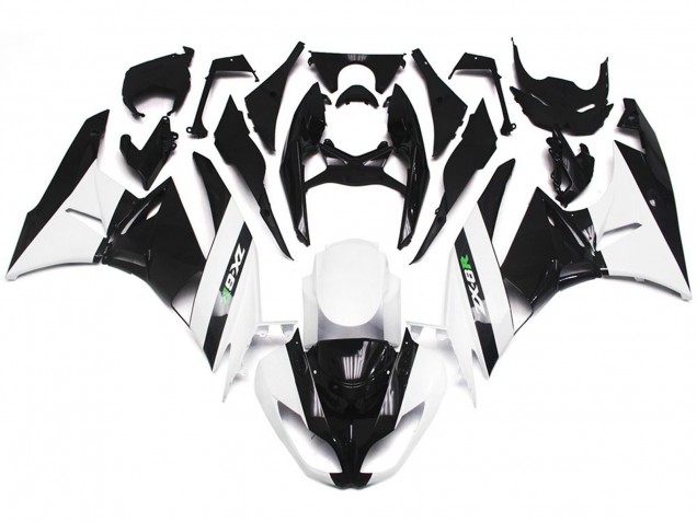 09-12 Blanco Brillante & Negro Pulido Kawasaki ZX6R Carenados Moto