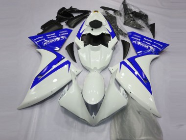 12-14 Blanco Brillante & Azul Yamaha R1 Carenados Moto