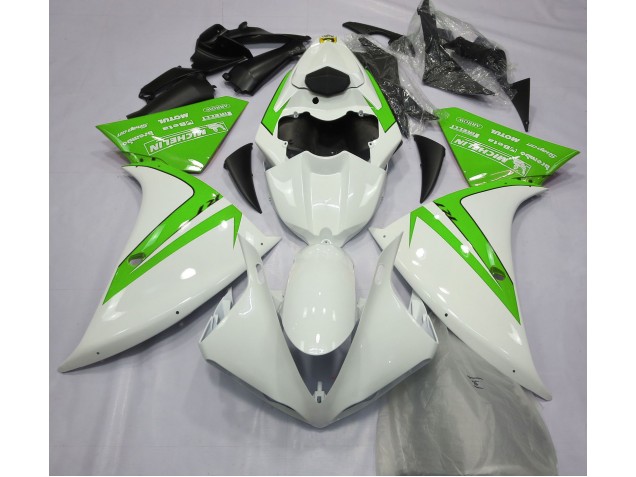 12-14 Blanco Brillante & Verde Yamaha R1 Carenados Moto