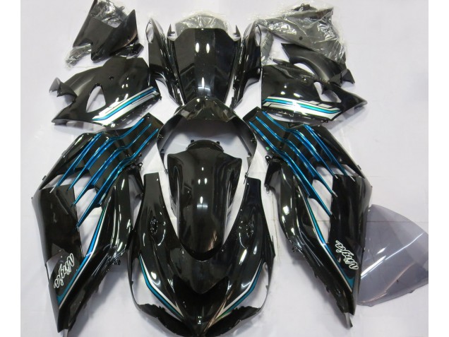 12-21 Negro Brillante & Azul Claro Kawasaki ZX14R Carenados Moto