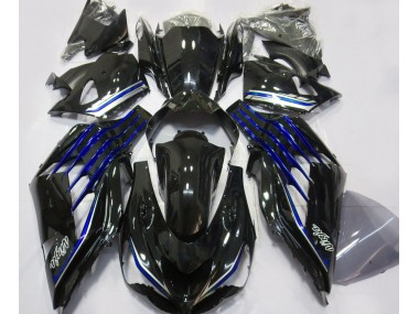 12-21 Negro Brillante & Azul Kawasaki ZX14R Carenados Moto