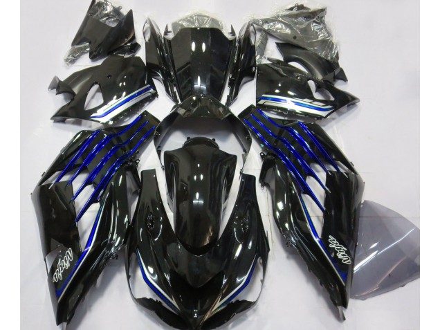 12-21 Negro Brillante & Azul Kawasaki ZX14R Carenados Moto