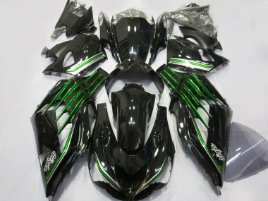 12-21 Negro Brillante Con Verde Kawasaki ZX14R Carenados Moto