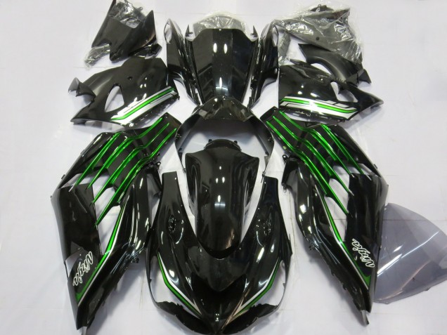 12-21 Negro Brillante Con Verde Kawasaki ZX14R Carenados Moto