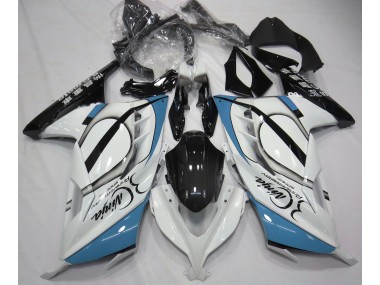 13-18 Blanco Brillante & Azul Claro Kawasaki Ninja 300 Carenados Moto