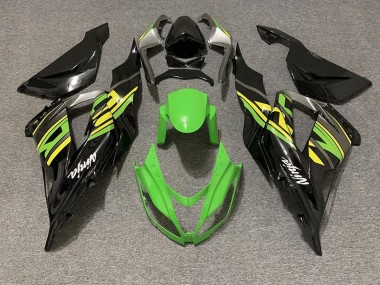 13-18 Negro Brillante & Verde Racing Kawasaki ZX6R Carenados Moto