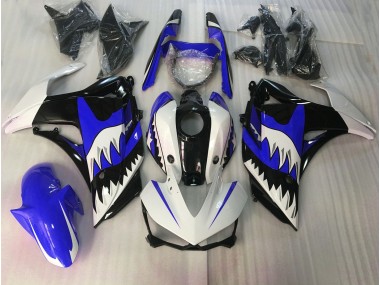 15-18 Tiburón Azul & Blanco Yamaha R3 Carenados Moto