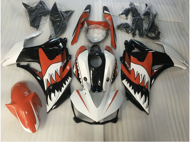 15-18 Tiburón Naranja & Blanco Yamaha R3 Carenados Moto