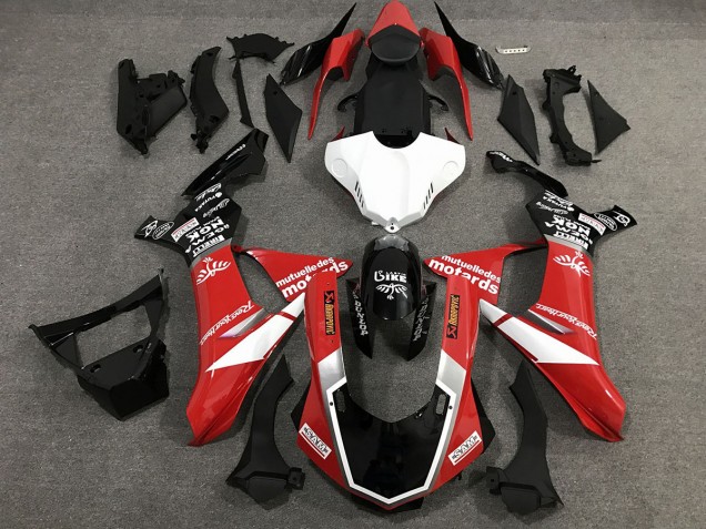 15-19 Rojo Blanco & Negro Estilo Personalizado Brillo Yamaha R1 Carenados Moto